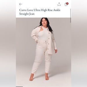 curve love ultra high rise ankle straight cream jeans